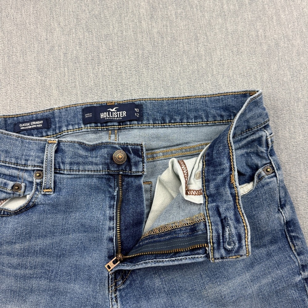 Hollister Jeans Men 30x30 Blue Epic Flex Straight Slim Fit Light 5-Pocket Cotton - Picture 5 of 14